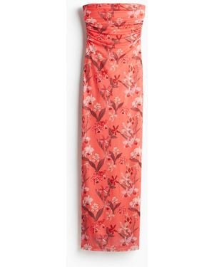 H&M Printedmesh Maxi Dress - Rot