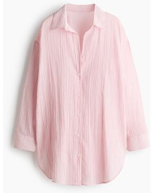 H&M Lange Katoenen Overhemdblouse - Roze