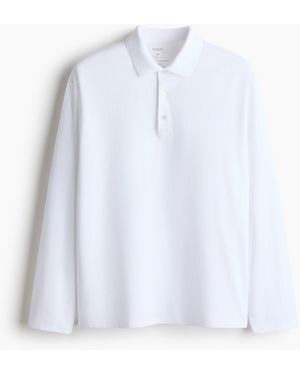 H&M Cooling Poloshirt mit Langarm in Regular Fit - Weiß