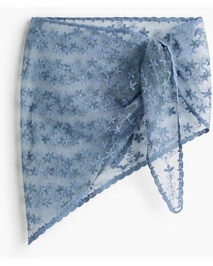 H&M Bestickter Hüftschal aus Mesh - Blau