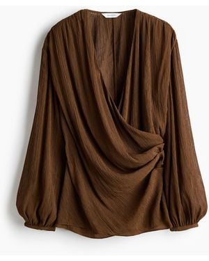 H&M Gecrinkelte Wickelbluse - Braun
