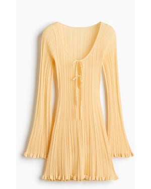 H&M Geripptes Strandkleid - Gelb