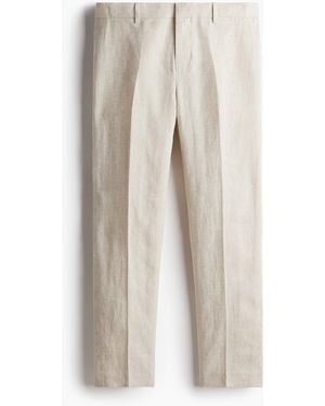 H&M Anzughose aus Leinen in Slim Fit - Weiß