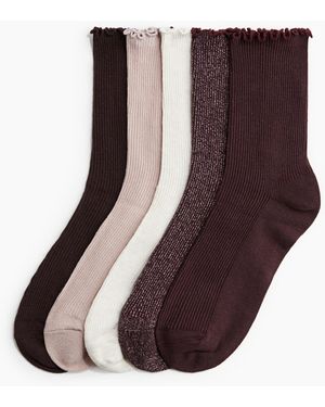H&M 5er-Pack Gerippte Socken - Lila