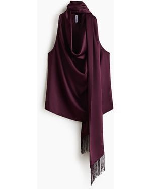 H&M Satijnen Top Met Sjaal - Rood