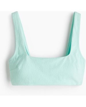 H&M Wattiertes Bikinitop - Blau
