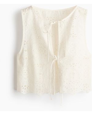 H&M Broderie anglaise beach top - Weiß