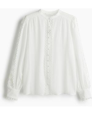 H&M Bluse mit Spitzenborten - Weiß