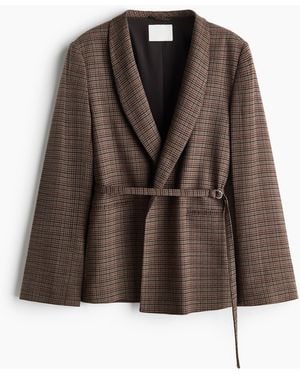 H&M Oversized-Blazer mit Gürtel - Braun