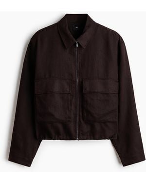 H&M Overshirt Van Linnenmix Met Ritssluiting - Zwart