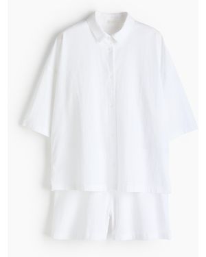 H&M Pyjama Van Katoenen Seersucker - Wit