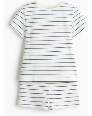 H&M Pyjama aus Baumwolljersey - Weiß