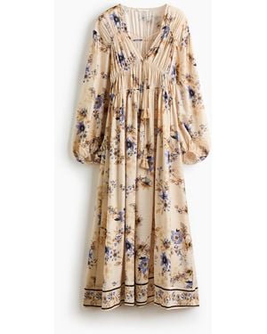 H&M Jurk Met Strikbanden En Print - Naturel