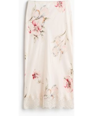 H&M Midirock mit Spitze - Natur
