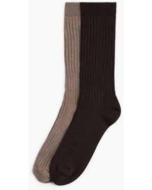 H&M 2er-Pack Socken aus Bambus-Viskose-Mix - Braun