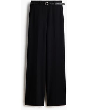 H&M Gerade Hose mit Gürtel - Schwarz