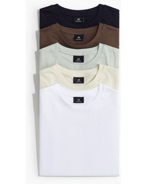 H&M 5er-Pack T-Shirts in Regular Fit - Blau