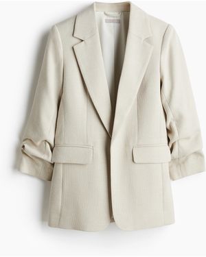 H&M Blazer mit gerafften Ärmeln - Weiß