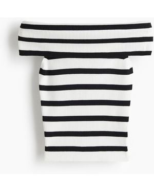 H&M Off-Shoulder-Top in Rippstrick - Weiß