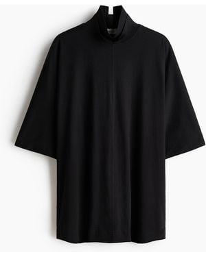 H&M Baumwollshirt mit doppeltem Kragen - Schwarz