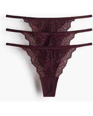 H&M 3er-Pack Tangas aus Spitze - Lila