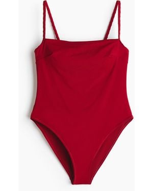 H&M Badeanzug mit wattierten Cups und High Leg - Rot
