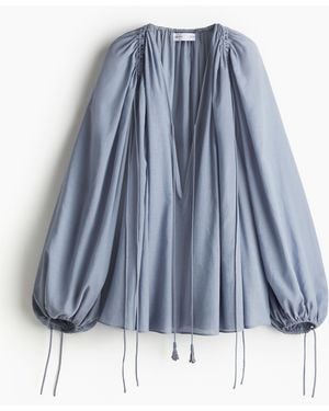 H&M Bluse mit Ballonärmeln - Blau