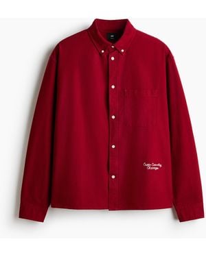 H&M Oxfordhemd in Relaxed Fit - Rot