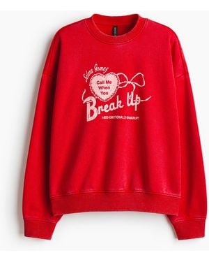 H&M Sweatshirt mit Motiv - Rot