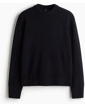 H&M Feinstrickpullover aus Wolle in Regular Fit - Blau