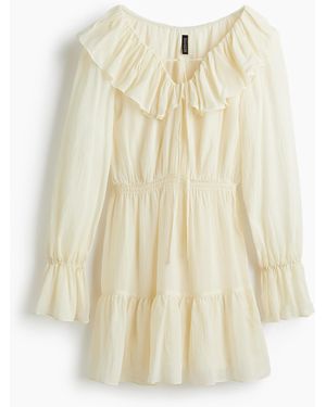 H&M Kleid mit Volantkragen - Natur