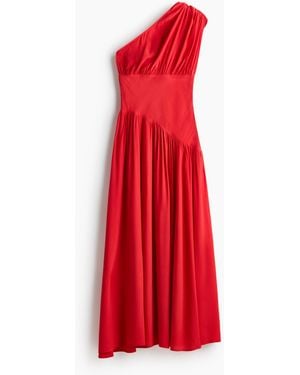 H&M Drapiertes One-Shoulder-Kleid - Rot
