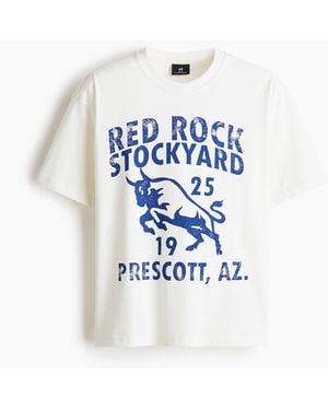 H&M Bedrucktes T-Shirt in Loose Fit - Blau