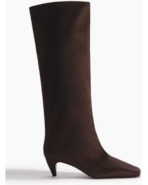H&M Kniehohe Stiefel aus Satin - Schwarz