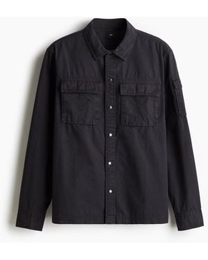 H&M Utility-Overshirt in Regular Fit - Schwarz