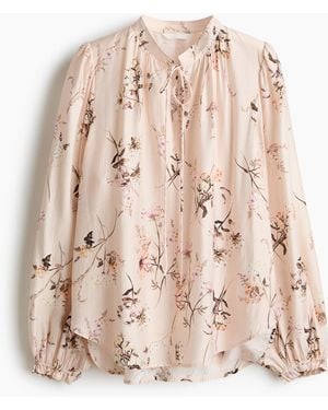H&M Bluse mit Bindebändern - Natur