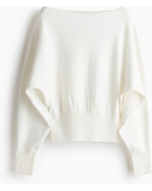 H&M Fijngebreide Trui Met Vleermuismouwen - Wit