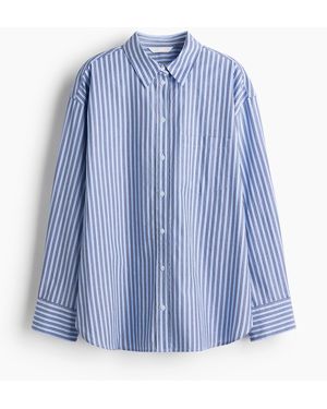 H&M Oversized Popelinebluse aus Baumwolle - Blau