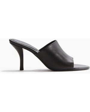 H&M Ledersandaletten mit Absatz - Schwarz