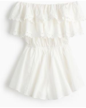 H&M Korte Off-the-shoulderjumpsuit - Wit