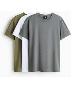 H&M 3er-Pack T-Shirts in Slim Fit - Grau