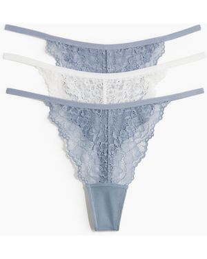 H&M 3er-Pack Tangas aus Spitze - Blau
