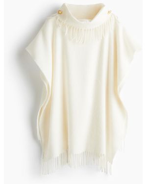 H&M Cape mit Fransen - Weiß