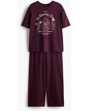 H&M Bedruckter Baumwollpyjama - Lila