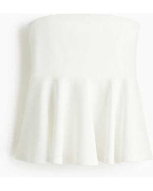 H&M Bandeau-Top mit Peplum - Weiß