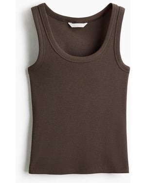 H&M Geripptes Tanktop - Braun