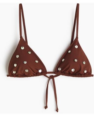 H&M Wattiertes Triangel-Bikinitop - Braun