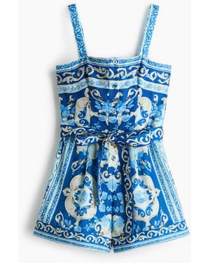 H&M Korte Jumpsuit Met Strikceintuur - Blauw