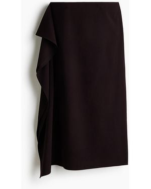 H&M Midi-Jupe mit Volant - Schwarz
