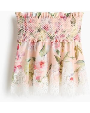 H&M Bandeau-Top aus Leinenmix - Pink